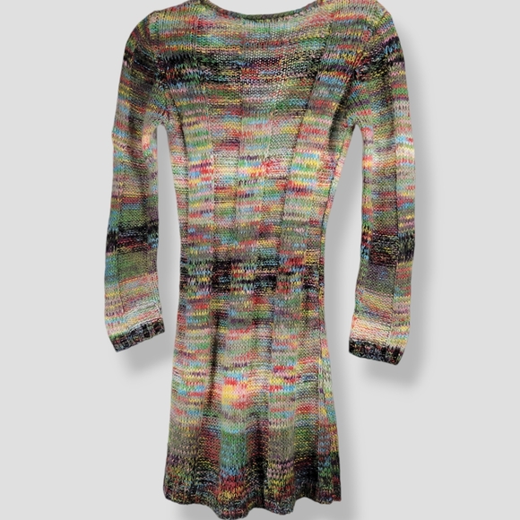 Y2K Vintage Open Knit Space-Dye Sweater Dress Rainbow, Black - Picture 6 of 15